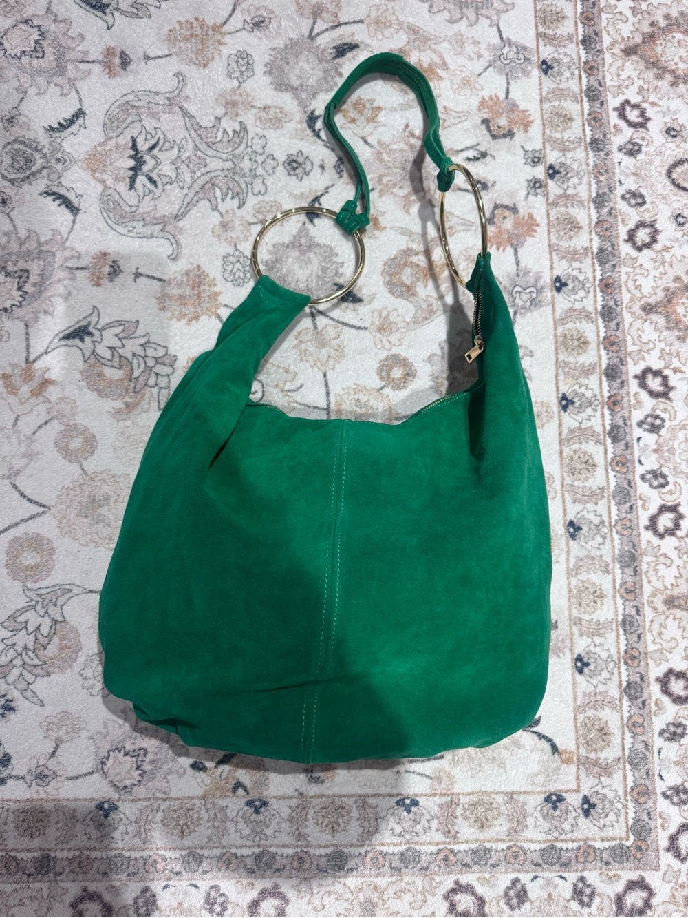 Marlon Green Suede Shoulder Bag - Women's Everyday Hobo Italy - Picture 7 of 8